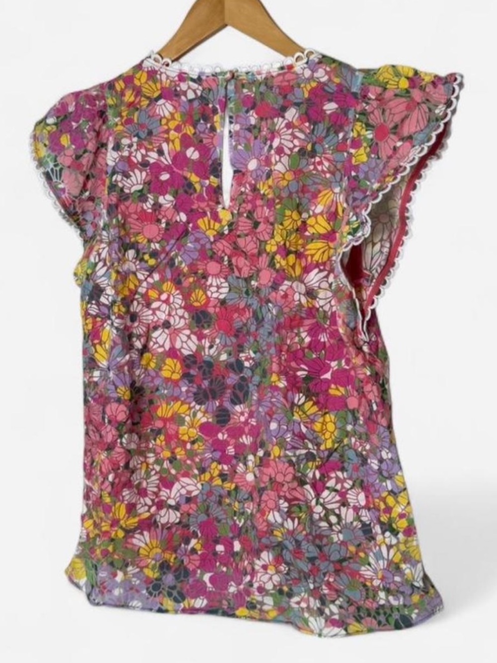 kate spade floral dots burnout blouse with scalloped trim and button front small - Picture 4 of 8